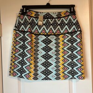 LOFT Southwestern Geometric Aztec Chevron Print Lined Pencil Skirt